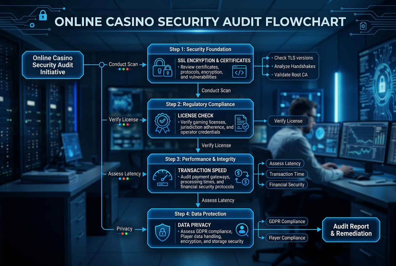 iGaming security audit flowchart and methodology